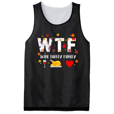 WTF Wine Turkey Family Funny Thanksgiving Day Mesh Reversible Basketball Jersey Tank