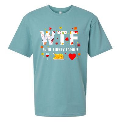 WTF Wine Turkey Family Funny Thanksgiving Day Sueded Cloud Jersey T-Shirt