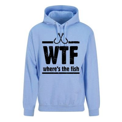 WTF Where's The Fish Gift Funny Fishing Quote Fishing Unisex Surf Hoodie