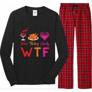 Wtf Wine Turkey Family Matching Funny Thanksgiving Day Cute Gift Long Sleeve Pajama Set