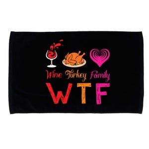 Wtf Wine Turkey Family Matching Funny Thanksgiving Day Cute Gift Microfiber Hand Towel