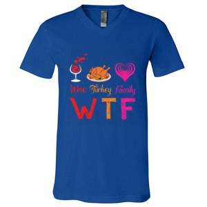 Wtf Wine Turkey Family Matching Funny Thanksgiving Day Cute Gift V-Neck T-Shirt