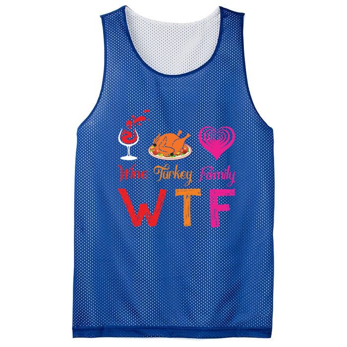 Wtf Wine Turkey Family Matching Funny Thanksgiving Day Cute Gift Mesh Reversible Basketball Jersey Tank