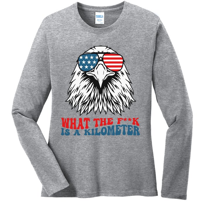 Wtf What The Fuck Is A Kilometer George Washington Meme Ladies Long Sleeve Shirt