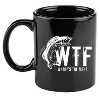 WTF Where's The Fish Men's Funny Fishing 11oz C Handle Ceramic Mug