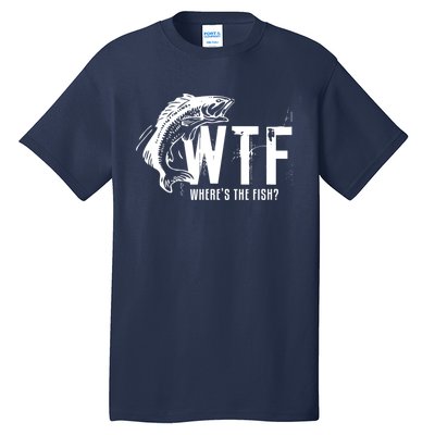 WTF Where's The Fish Men's Funny Fishing Tall T-Shirt