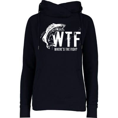 WTF Where's The Fish Men's Funny Fishing Womens Funnel Neck Pullover Hood