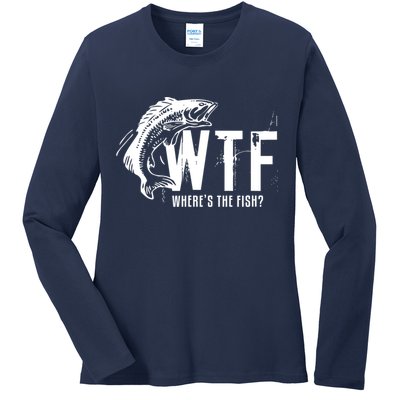 WTF Where's The Fish Men's Funny Fishing Ladies Long Sleeve Shirt