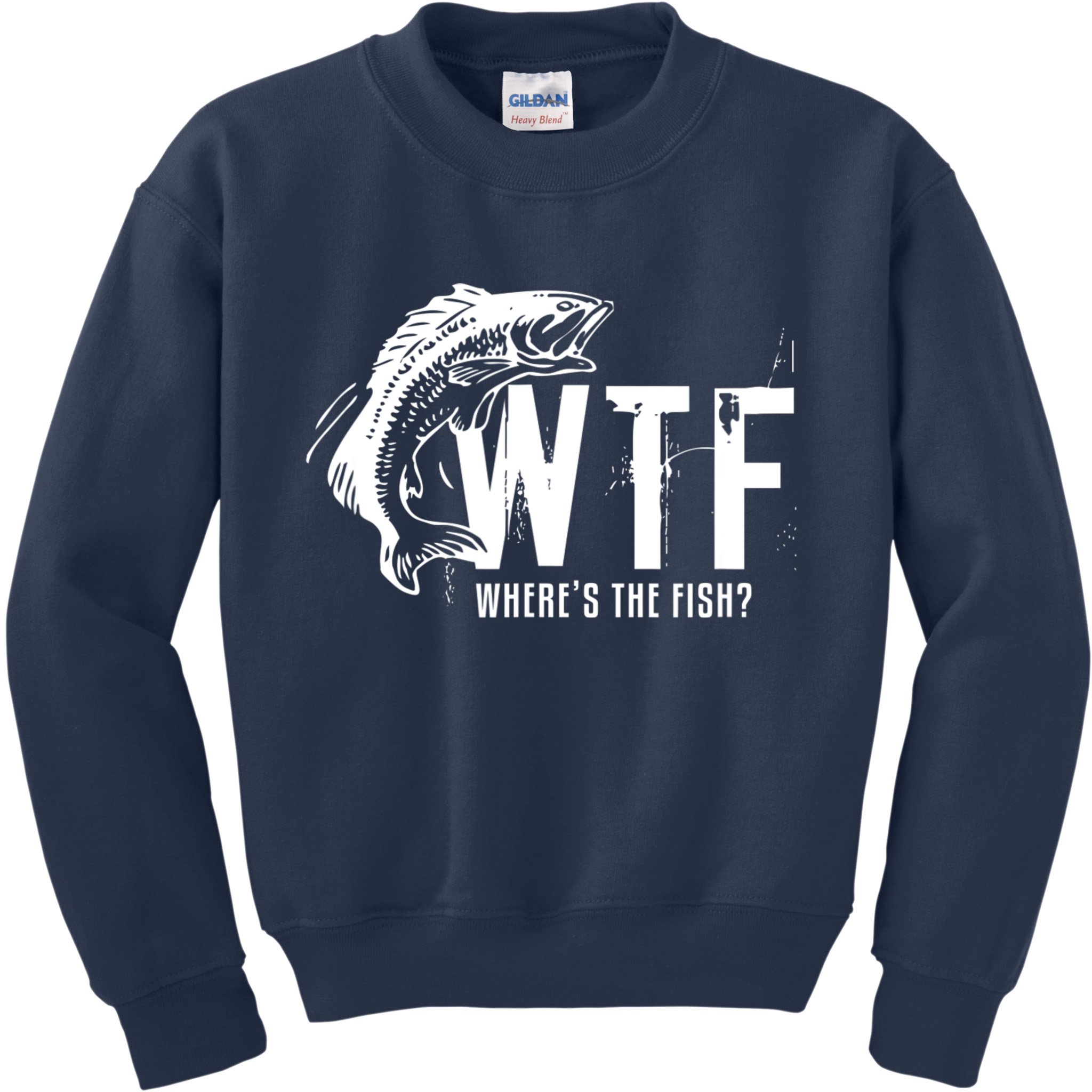 WTF Where's The Fish Men's Funny Fishing Kids Sweatshirt