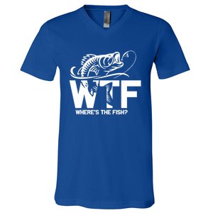 Wtf WhereS The Fish Funny Fishing Lover Gift Meaningful Gift V-Neck T-Shirt