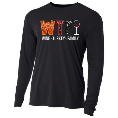 Wtf Wine Turkey Family Funny Thanksgiving Gift Cooling Performance Long Sleeve Crew