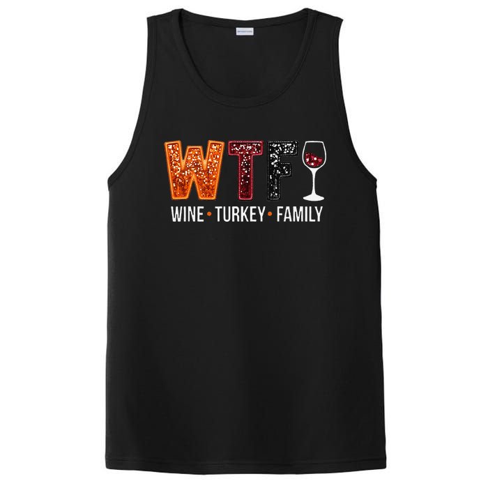 Wtf Wine Turkey Family Funny Thanksgiving Gift PosiCharge Competitor Tank