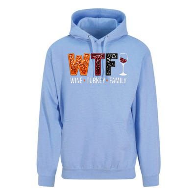 Wtf Wine Turkey Family Funny Thanksgiving Gift Unisex Surf Hoodie