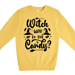 Witch Way To The Candy Cute Halloween Premium Crewneck Sweatshirt