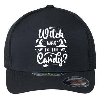 Witch Way To The Candy Cute Halloween Flexfit Unipanel Trucker Cap