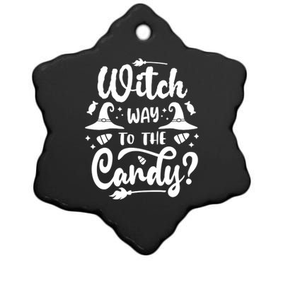 Witch Way To The Candy Cute Halloween Ceramic Star Ornament