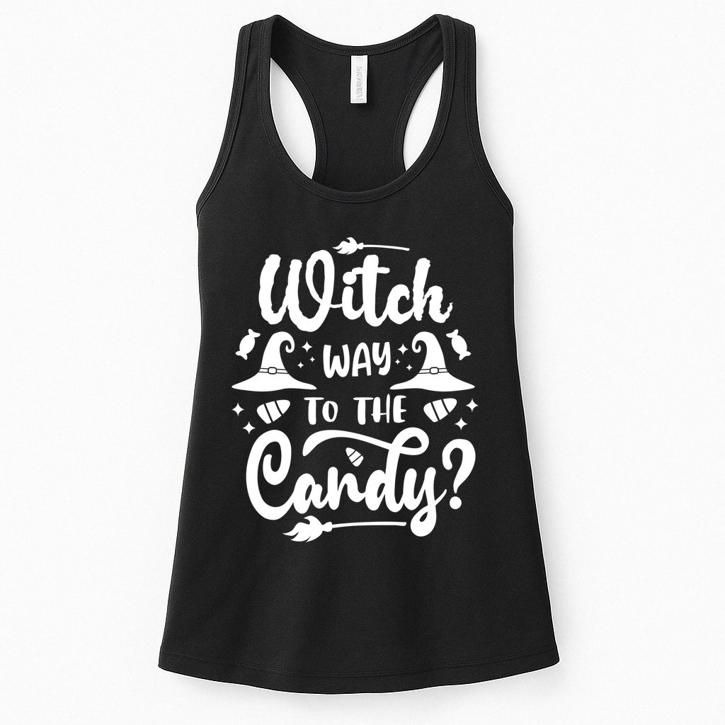 Witch Way To The Candy Cute Halloween Womens Tank Top