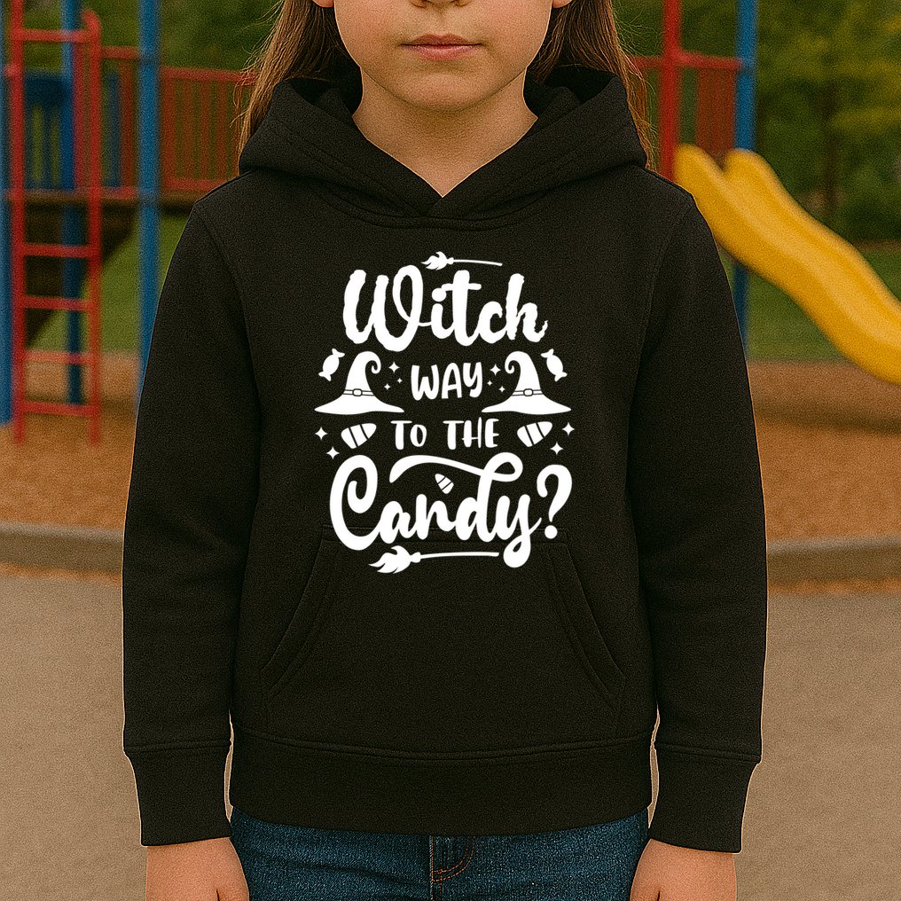 Witch Way To The Candy Cute Halloween Kids Hoodie