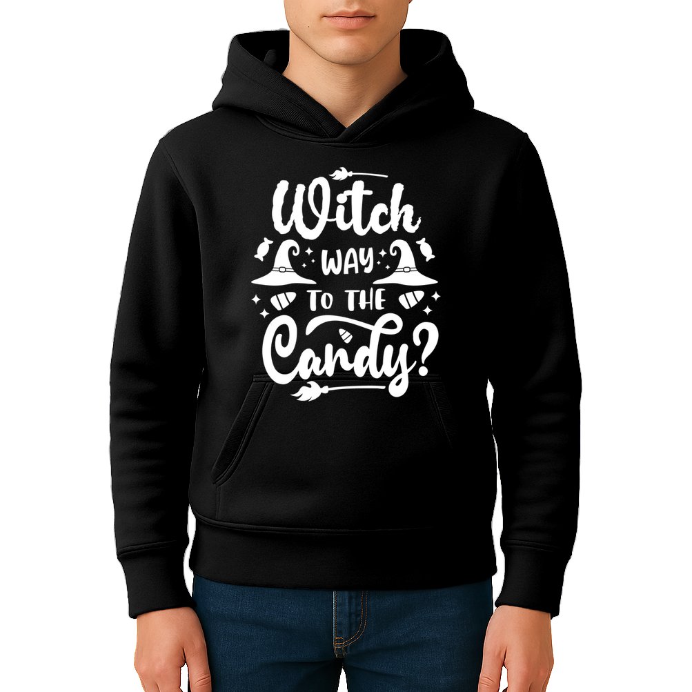 Witch Way To The Candy Cute Halloween Kids Hoodie