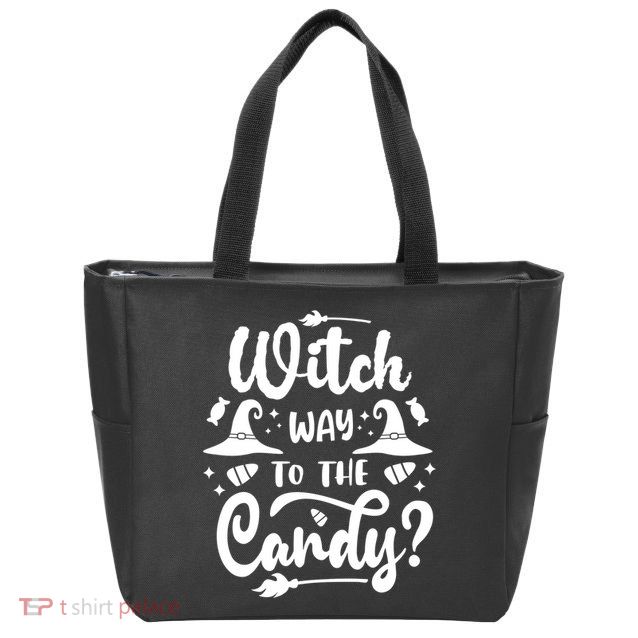 Witch Way To The Candy Cute Halloween Zip Tote Bag