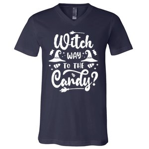 Witch Way To The Candy Cute Halloween V-Neck T-Shirt