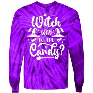 Witch Way To The Candy Cute Halloween Tie-Dye Long Sleeve Shirt