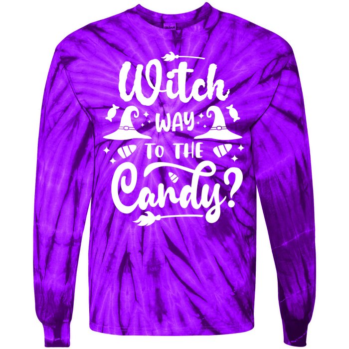 Witch Way To The Candy Cute Halloween Tie-Dye Long Sleeve Shirt