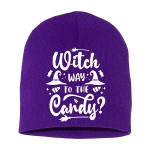 Witch Way To The Candy Cute Halloween Short Acrylic Beanie