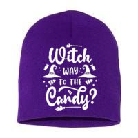 Witch Way To The Candy Cute Halloween Short Acrylic Beanie