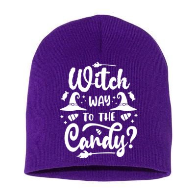 Witch Way To The Candy Cute Halloween Short Acrylic Beanie