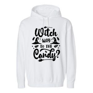 Witch Way To The Candy Cute Halloween Garment-Dyed Fleece Hoodie