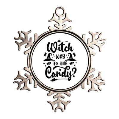 Witch Way To The Candy Cute Halloween Metallic Star Ornament