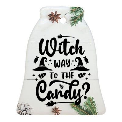 Witch Way To The Candy Cute Halloween Ceramic Bell Ornament