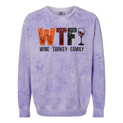 Wtf Wine Turkey Family Gift Colorblast Crewneck Sweatshirt