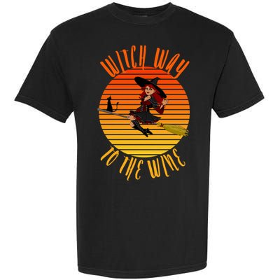 Witch Way To The Wine, Funny Wine Halloween Witch Wine Garment-Dyed Heavyweight T-Shirt