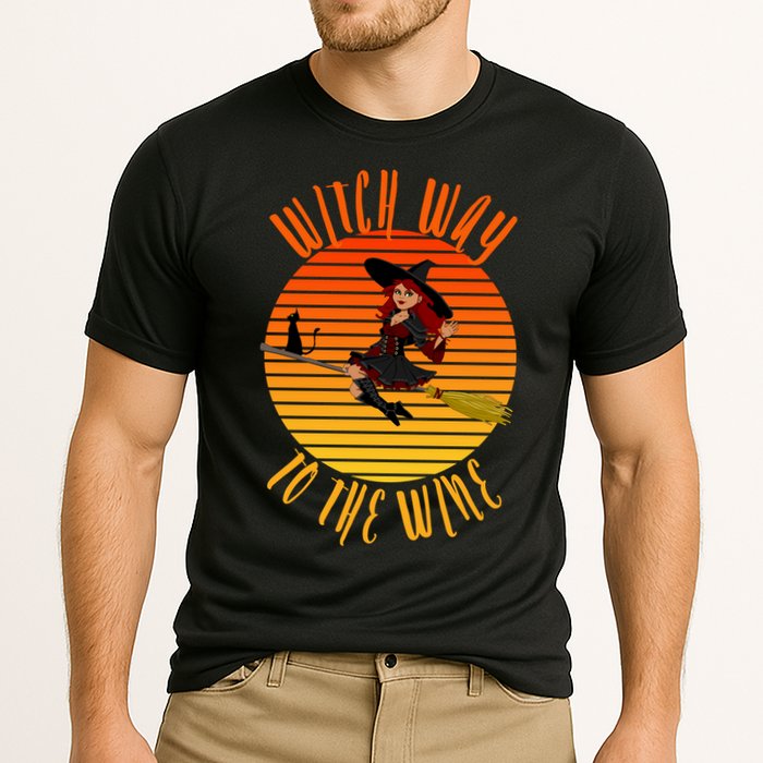 Witch Way To The Wine, Funny Wine Halloween Witch Wine Performance Shirt