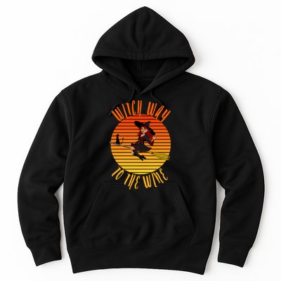 Witch Way To The Wine, Funny Wine Halloween Witch Wine Hoodie