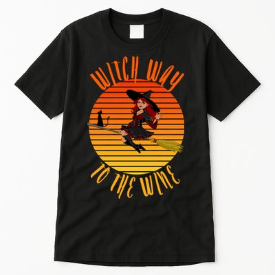 Witch Way To The Wine, Funny Wine Halloween Witch Wine Tall T-Shirt