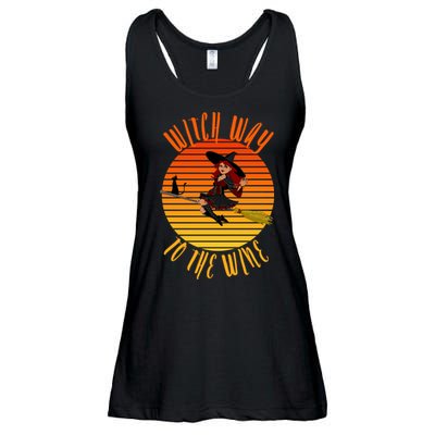 Witch Way To The Wine, Funny Wine Halloween Witch Wine Ladies Essential Flowy Tank