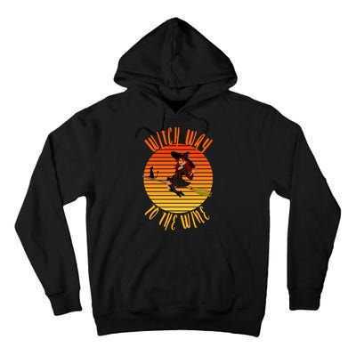 Witch Way To The Wine, Funny Wine Halloween Witch Wine Tall Hoodie