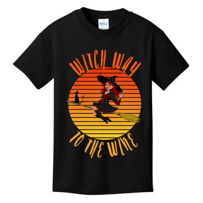 Witch Way To The Wine, Funny Wine Halloween Witch Wine Kids T-Shirt