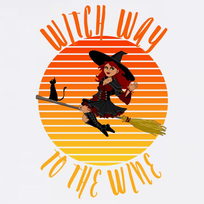 Witch Way To The Wine, Funny Wine Halloween Witch Wine Garment-Dyed Sweatshirt