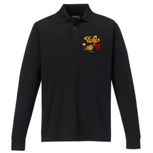 Wtf Wine Turkey Family Funny Thanksgiving Dinner Turkey Day Gift Performance Long Sleeve Polo