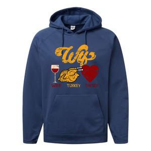 Wtf Wine Turkey Family Funny Thanksgiving Dinner Turkey Day Gift Performance Fleece Hoodie