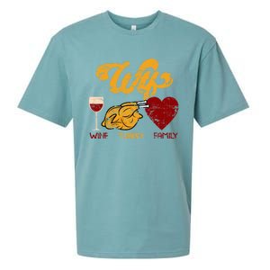 Wtf Wine Turkey Family Funny Thanksgiving Dinner Turkey Day Gift Sueded Cloud Jersey T-Shirt