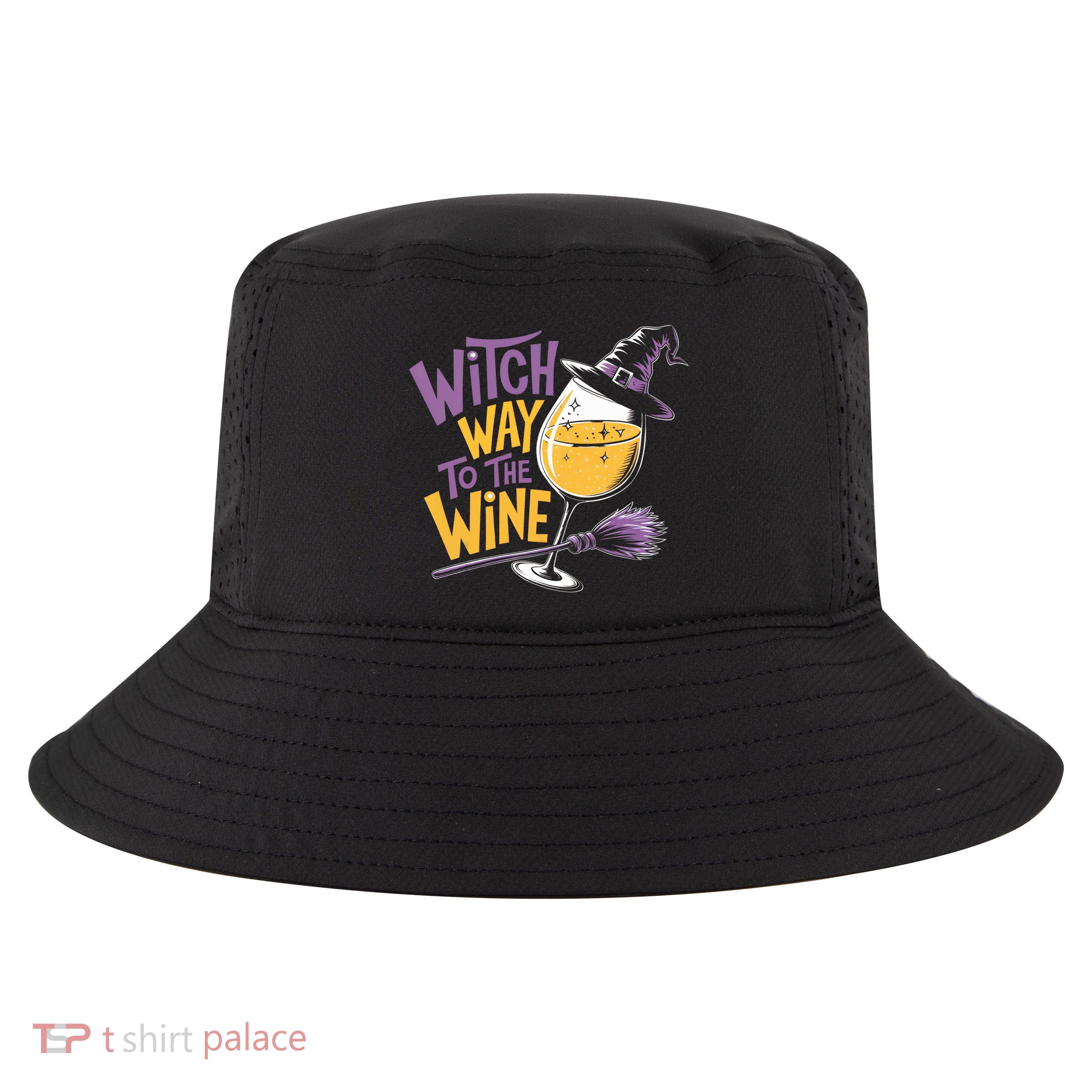 Witch Way To The Wine Funny Halloween Costume Funny Salem Witch Costume Cool Comfort Performance Bucket Hat