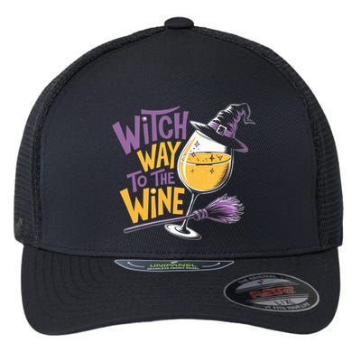 Witch Way To The Wine Funny Halloween Costume Funny Salem Witch Costume Flexfit Unipanel Trucker Cap