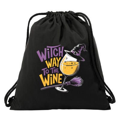 Witch Way To The Wine Funny Halloween Costume Funny Salem Witch Costume Drawstring Bag