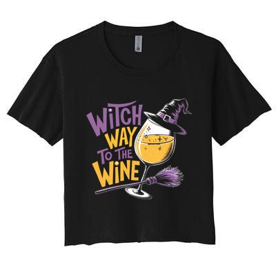 Witch Way To The Wine Funny Halloween Costume Funny Salem Witch Costume Crop Top