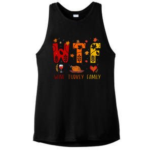 Wtf Wine Turkey Family Funny Thanksgiving Gift Ladies PosiCharge Tri-Blend Wicking Tank